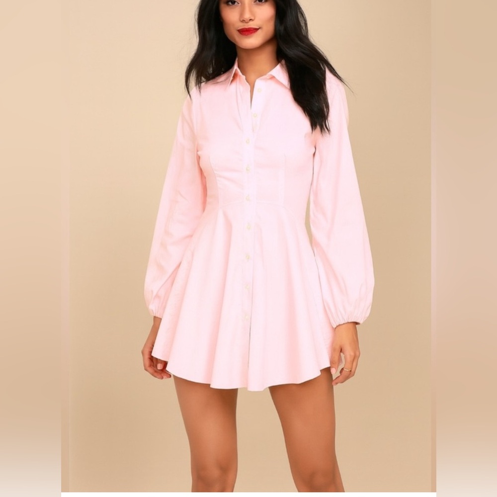 Free People All the Time Pale Pink long sleeve button down tunic